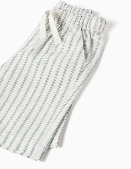 Short midi en lin rayé avec cordon de serrage Blanc 4 - vertbaudet enfant 