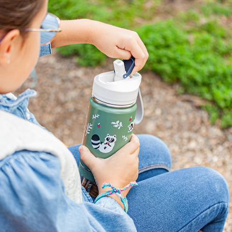 Gourde isotherme 2 en 1 avec paille 300ml twisty Bleu wolf+Cannelle fox+Vert raccoon 17 - vertbaudet enfant 