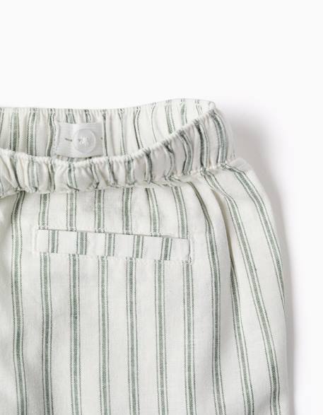 Short midi en lin rayé avec cordon de serrage Blanc 3 - vertbaudet enfant 