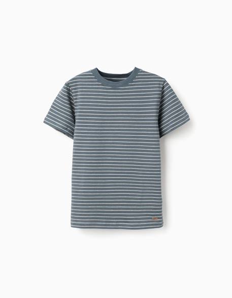Garçon-T-shirt en coton à rayures jacquard