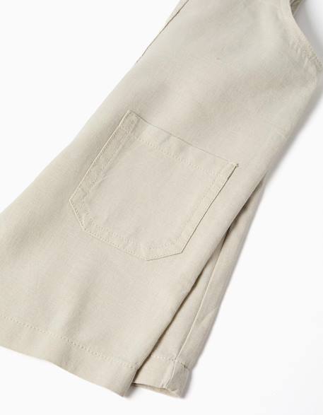 Salopette en lin et coton avec poches Beige clair+Bleu 4 - vertbaudet enfant 