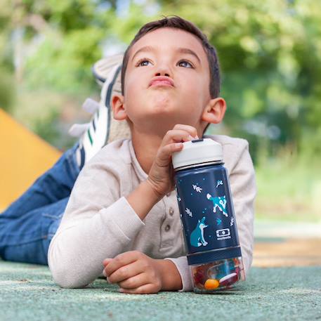 Gourde isotherme 2 en 1 avec paille 300ml twisty Bleu wolf+Cannelle fox+Vert raccoon 5 - vertbaudet enfant 