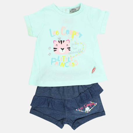 Ensemble bébé fille t-shirt et short à motif Bleu+Rose 3 - vertbaudet enfant 