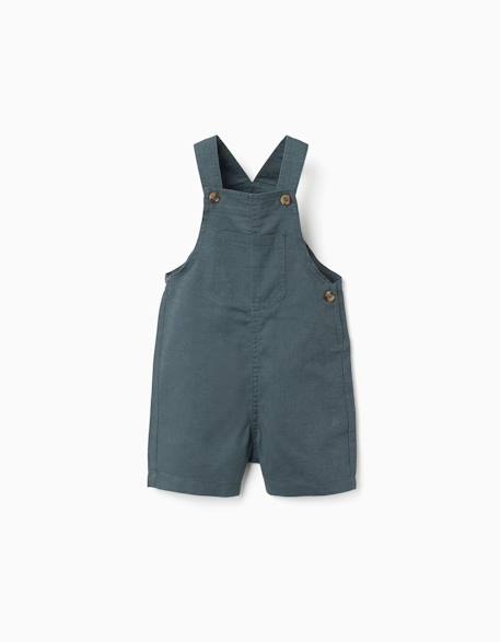 Salopette en lin et coton avec poches Beige clair+Bleu 5 - vertbaudet enfant 
