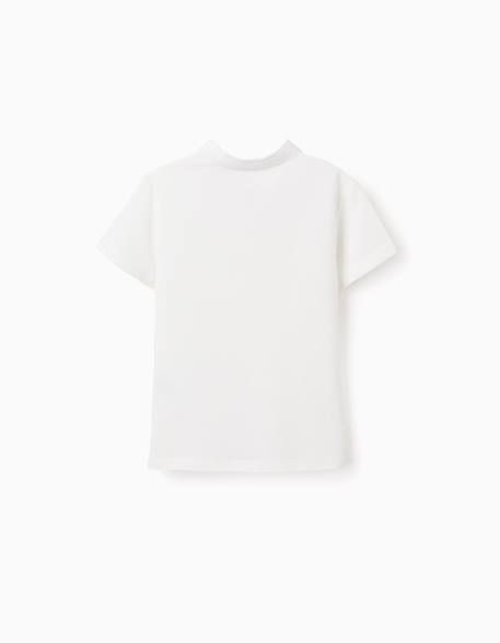 Polo en coton avec col mao et poche Blanc+Rose foncé 2 - vertbaudet enfant 