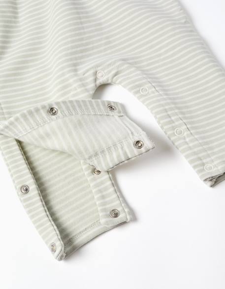 Combinaison en coton peigné à rayures Vert clair 4 - vertbaudet enfant 