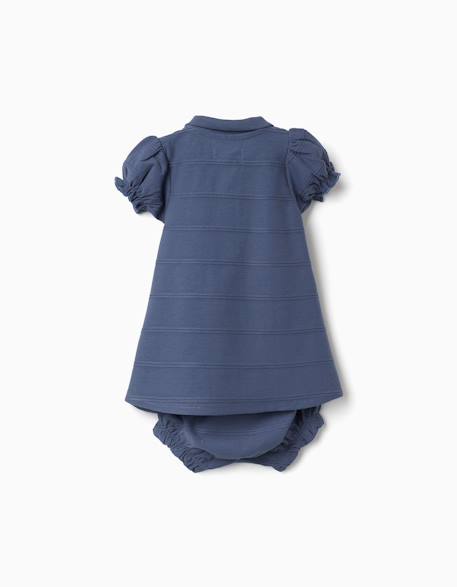 Robe + bloomer en coton avec lignes embossées b&s Bleu 2 - vertbaudet enfant 