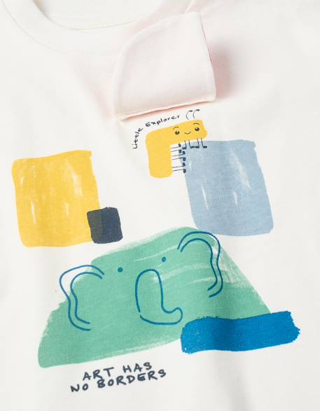 T-shirt en coton avec imprimé à l'avant d'art Blanc 4 - vertbaudet enfant 