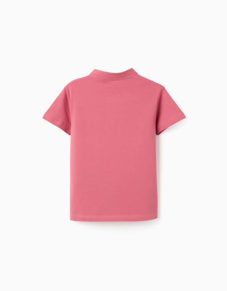 Polo en coton avec col mao et poche Blanc+Rose foncé 6 - vertbaudet enfant 