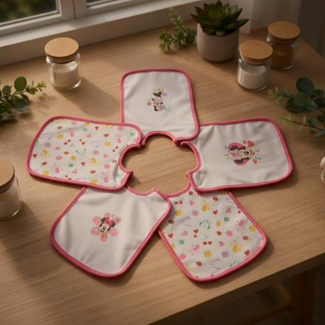 Lot de 5 bavoirs minnie coton Rose 2 - vertbaudet enfant 