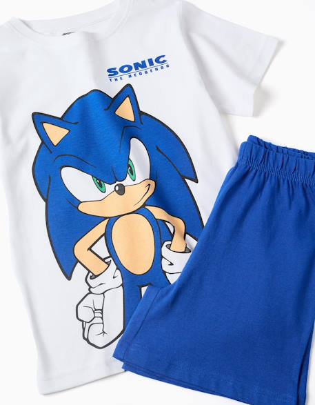 Pyjama à manches courtes en coton avec imprimé sonic Blanc 3 - vertbaudet enfant 