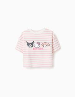 -T-shirt en coton à rayures et imprimé besties