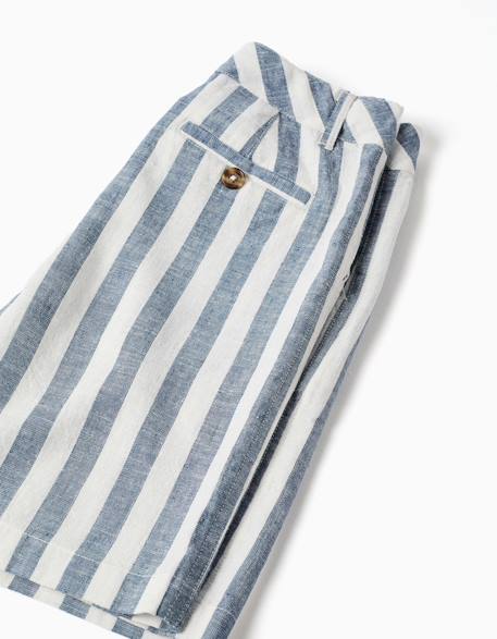 Short chino en coton et lin à rayures you&me Beige clair 4 - vertbaudet enfant 