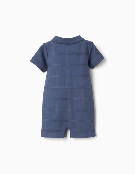 Combinaison en coton avec lignes en relief b&s Bleu 2 - vertbaudet enfant 