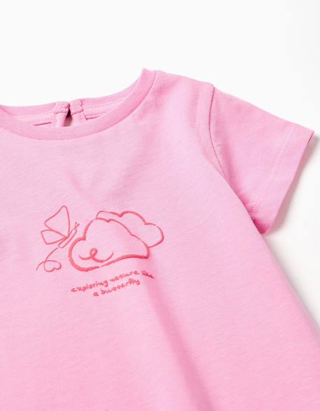 T-shirt en coton avec imprimé be curious Blanc+Rose 6 - vertbaudet enfant 