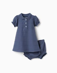 Bébé-Robe, jupe-Robe + bloomer en coton avec lignes embossées b&s