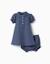 Robe + bloomer en coton avec lignes embossées b&s Bleu 1 - vertbaudet enfant 