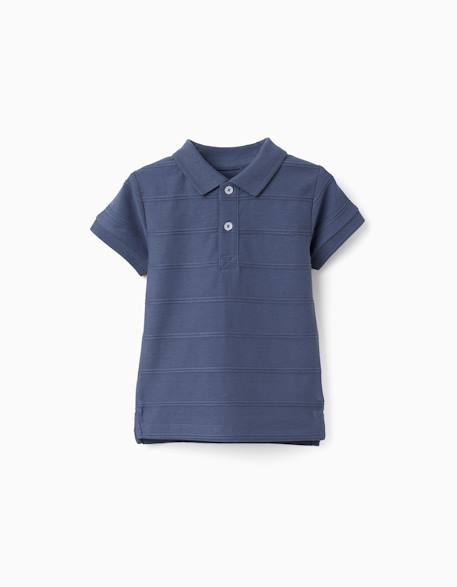 Bébé-T-shirt, sous-pull-Polo en coton avec lignes en relief b&s