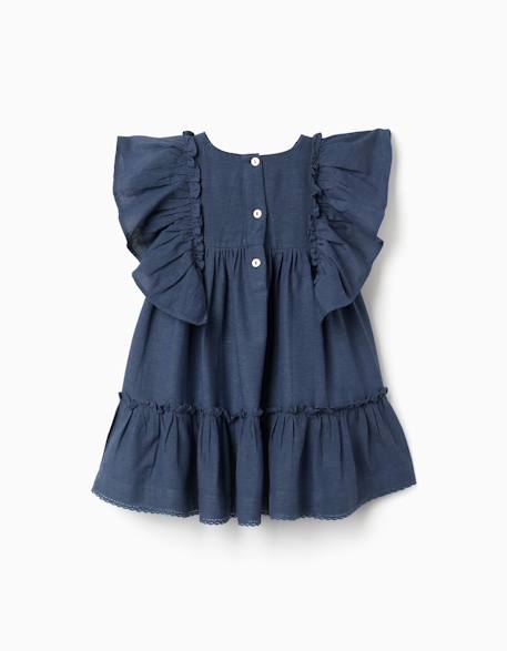 Robe en coton et lin avec manches à volants you&me Bleu 2 - vertbaudet enfant 