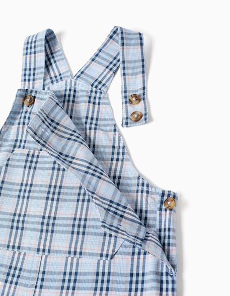 Salopette en coton à motif à carreaux b&s Bleu foncé 3 - vertbaudet enfant 