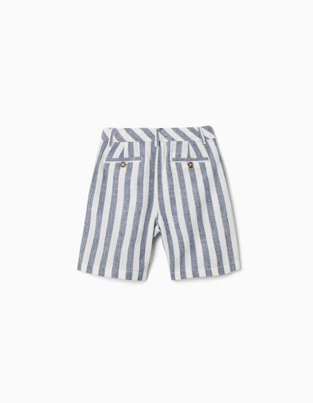 Short chino en coton et lin à rayures you&me Beige clair 2 - vertbaudet enfant 