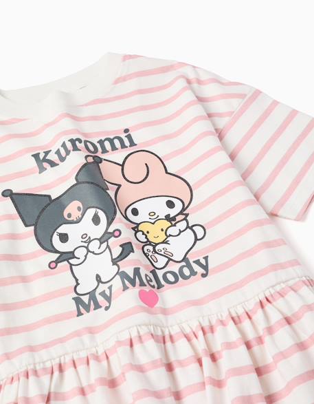 Robe en coton à rayures et imprimé kuromi Rose clair 3 - vertbaudet enfant 