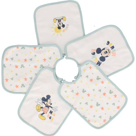 Lot de 5 bavoirs mickey coton Vert 1 - vertbaudet enfant 
