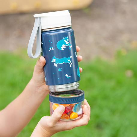Gourde isotherme 2 en 1 avec paille 300ml twisty Bleu wolf+Cannelle fox+Vert raccoon 6 - vertbaudet enfant 
