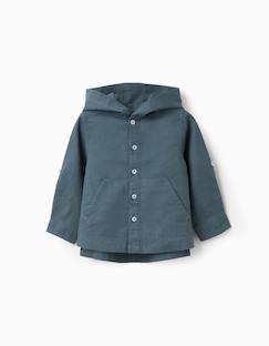 Bébé-Chemise, blouse-Chemise à manches longues en lin et coton avec capuche