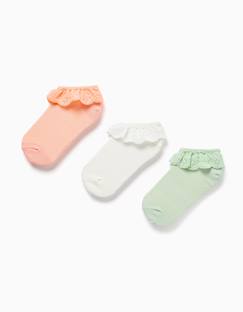 Pack de 3 paires de socquettes avec broderie anglaisee  - vertbaudet enfant
