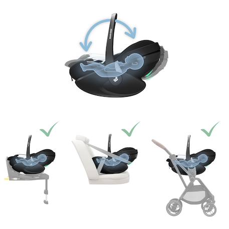 Siège auto bébé i-size pivotant et coulissant pebble 360 pro² Twillic black+Twillic graphite+Twillic green+Twillic truffle 4 - vertbaudet enfant 