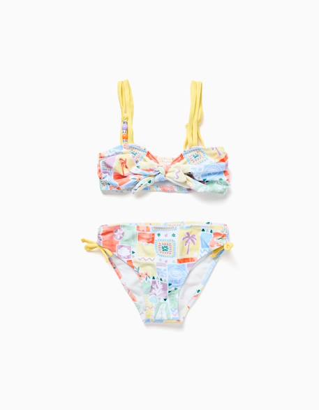 Maillot de bain 2 pièces avec imprimé et perles Blanc 1 - vertbaudet enfant 
