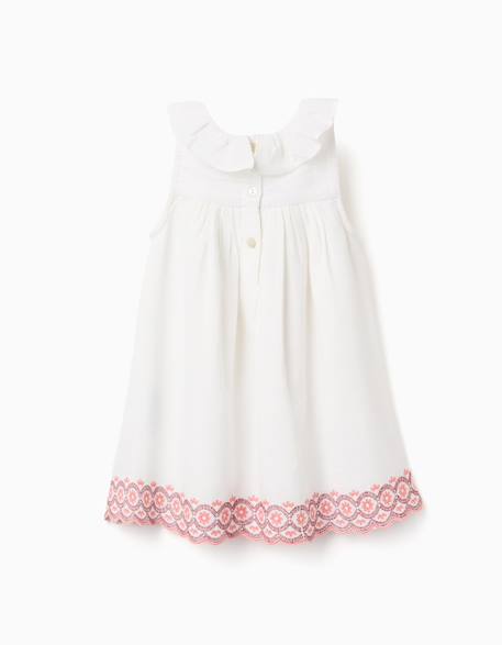 Robe en coton et lin à broderie anglaise Beige clair 2 - vertbaudet enfant 