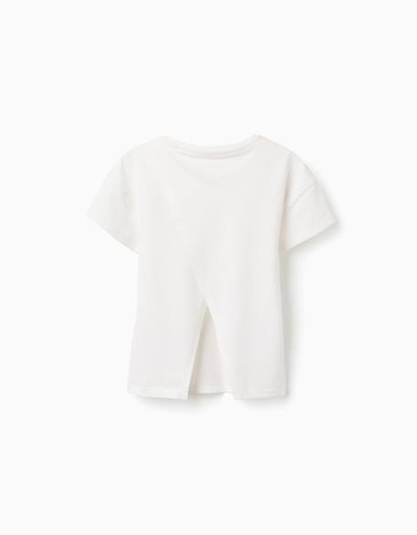 T-shirt en coton à imprimé floral 3d Blanc+Jaune clair 2 - vertbaudet enfant 
