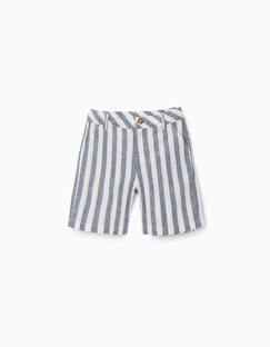 Short chino en coton et lin à rayures you&me  - vertbaudet enfant