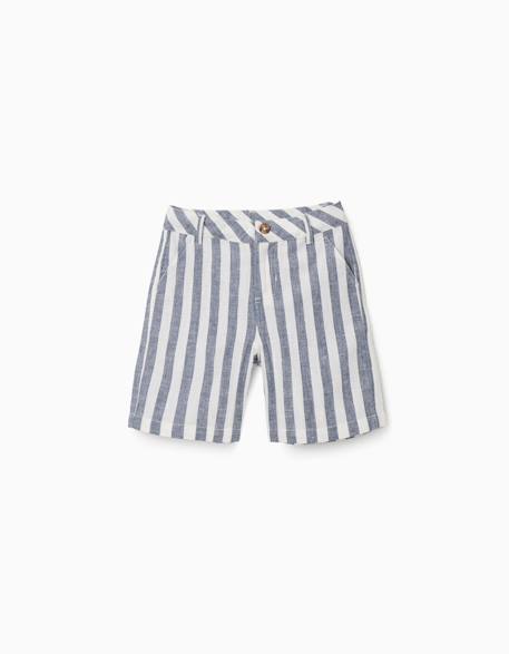 Garçon-Short chino en coton et lin à rayures you&me