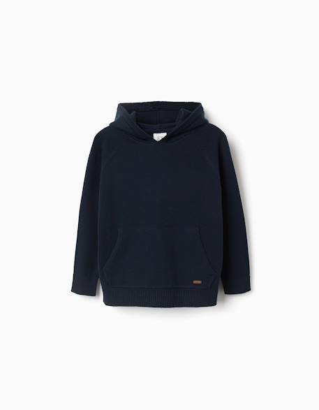 Pull en maille avec capuche b&s Bleu 1 - vertbaudet enfant 