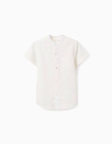 Garçon-Chemise à manches courtes en lin et coton avec poche