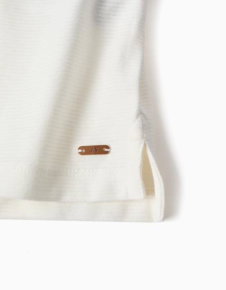 Polo côtelé en coton Blanc+Marrón 4 - vertbaudet enfant 