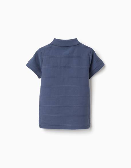 Polo en coton avec lignes en relief b&s Bleu 2 - vertbaudet enfant 