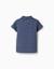 Polo en coton avec lignes en relief b&s Bleu 2 - vertbaudet enfant 