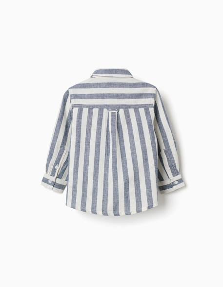 Chemise en coton et lin à rayures you&me Beige clair 2 - vertbaudet enfant 