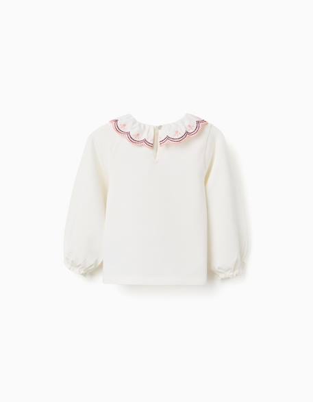 T-shirt à manches longues avec col brodé Beige clair 2 - vertbaudet enfant 