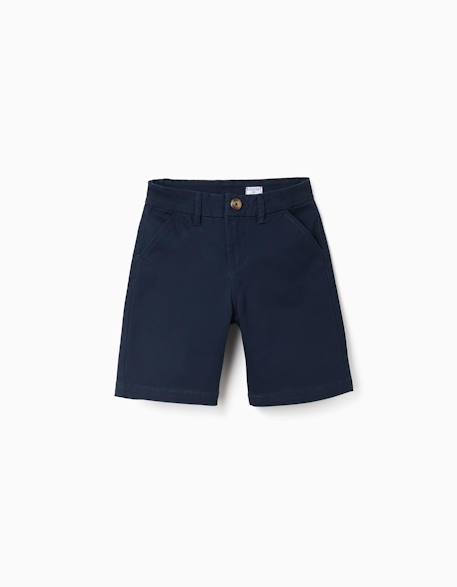 Short chino midi en sergé avec poches Beige clair+Bleu 4 - vertbaudet enfant 