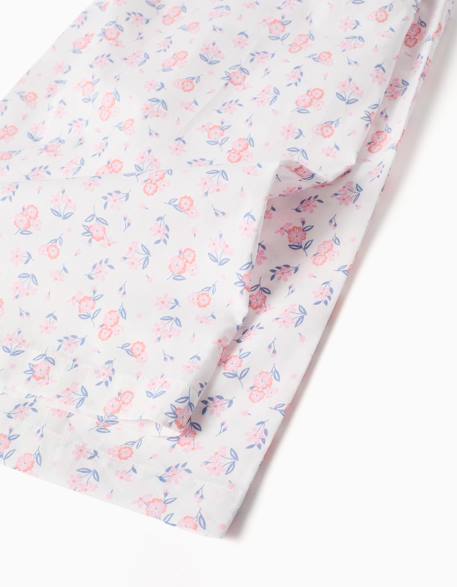 Pantalon en popeline à jambe large avec motif floral Blanc 4 - vertbaudet enfant 