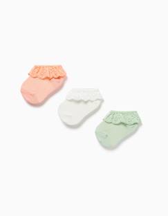 -Pack de 3 paires de socquettes avec broderie anglaisee
