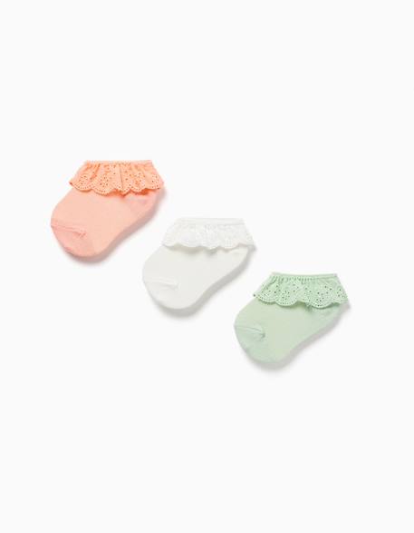 Bébé-Chaussettes, Collants-Pack de 3 paires de socquettes avec broderie anglaisee