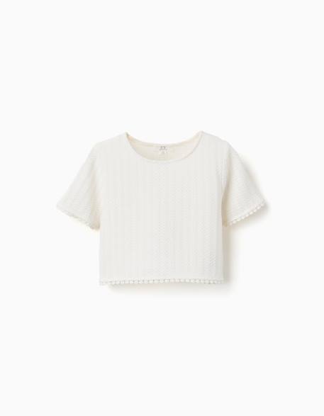 Fille-T-shirt, sous-pull-T-shirt en maille avec bordure en crochet