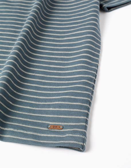 T-shirt en coton à rayures jacquard Bleu foncé 3 - vertbaudet enfant 
