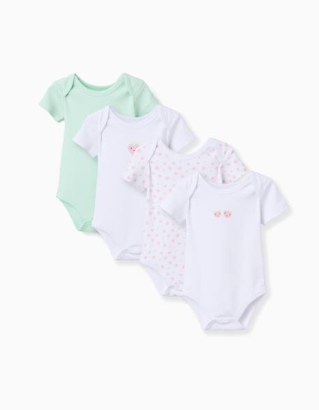 Bébé-4 bodies en coton avec motif de fraise